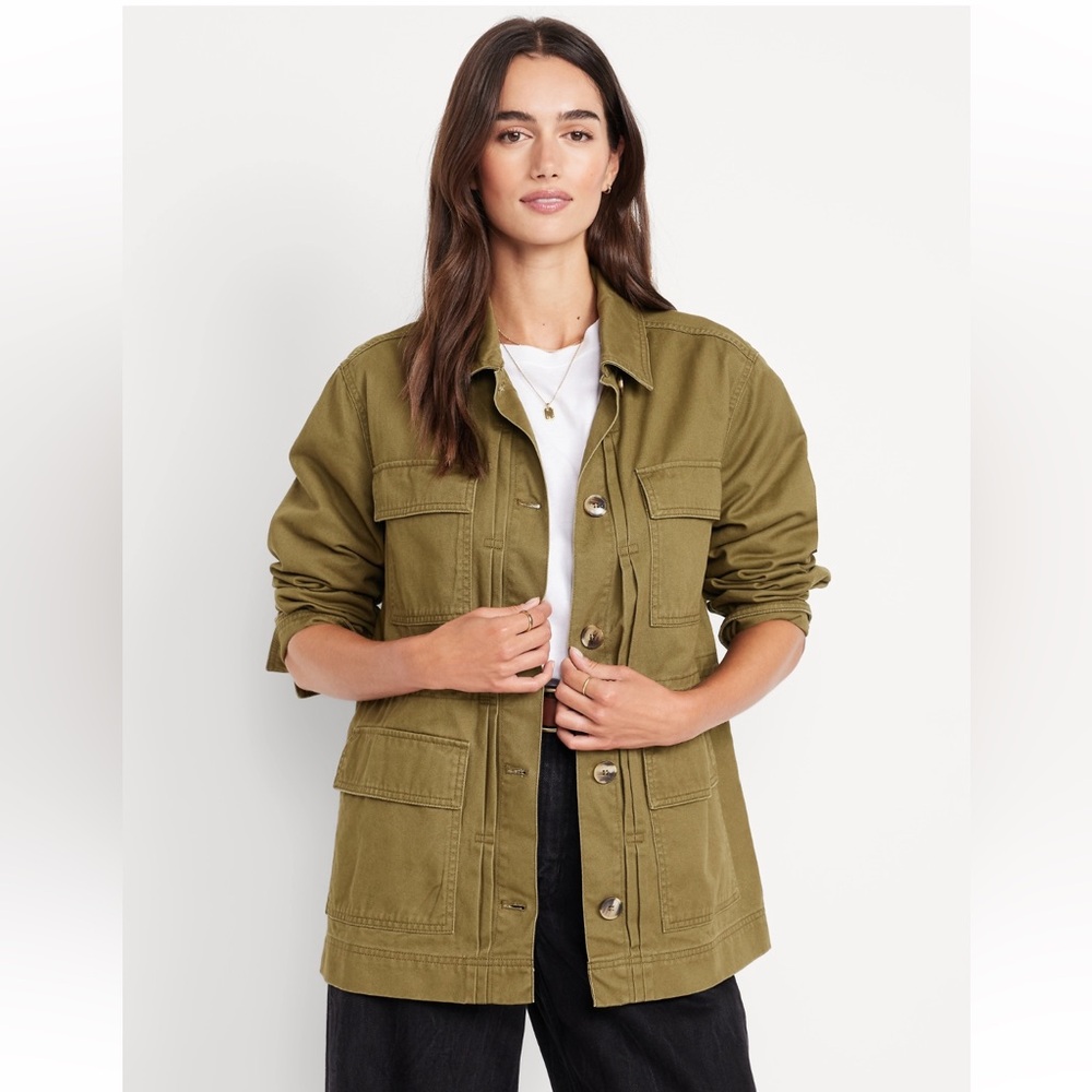 Old Navy Cinched Waist Twill Utility Jacket